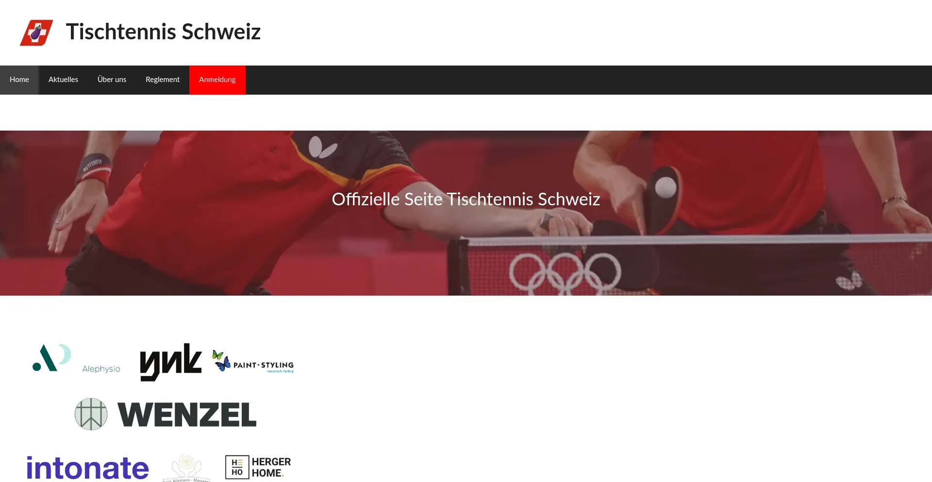 Website screenshot of Tischtennis-schweiz.ch
