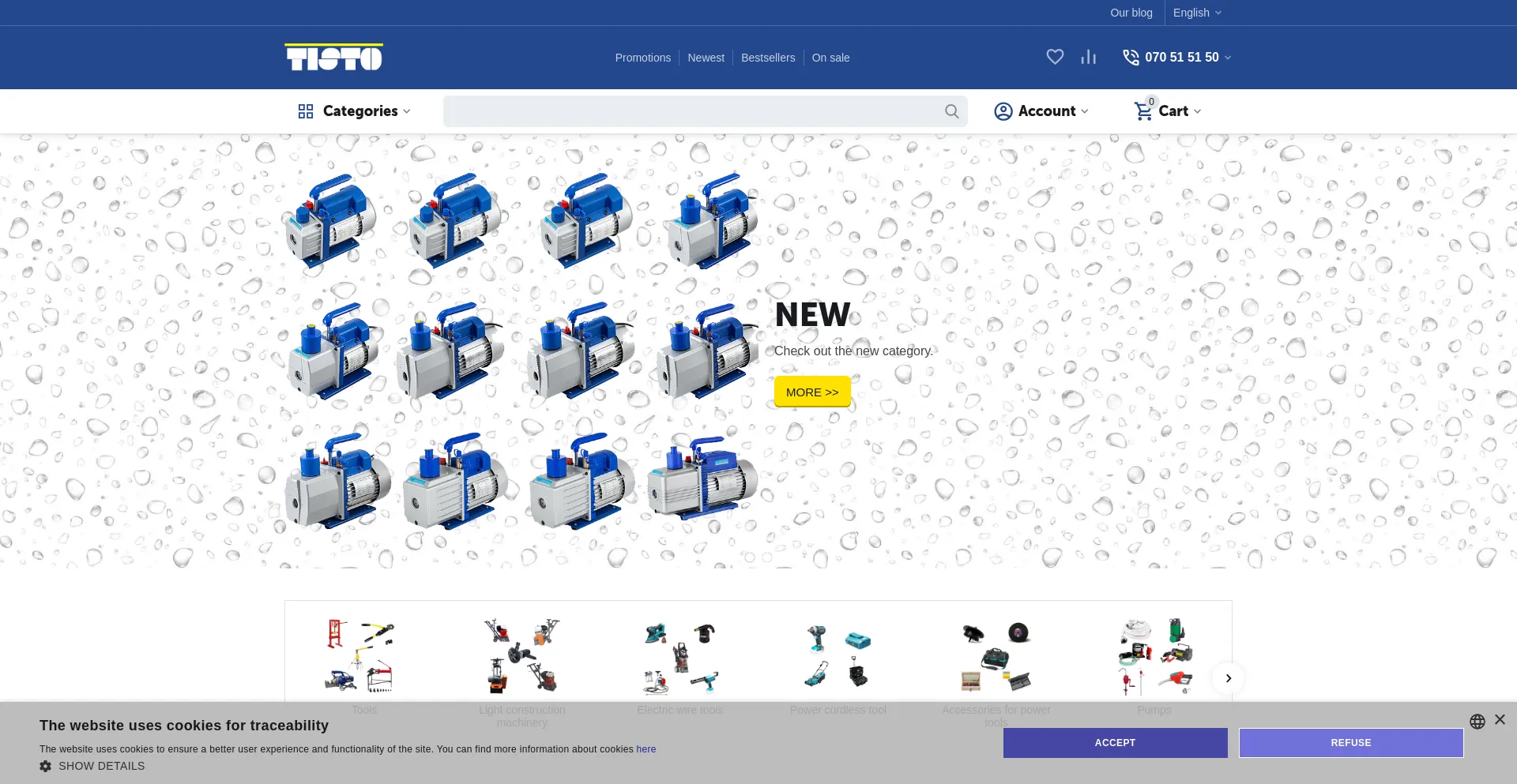 Website screenshot of Tisto.eu