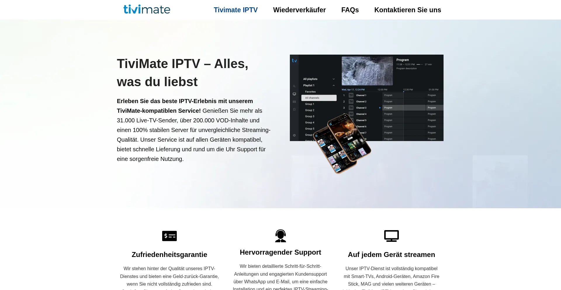 Website screenshot of Tivimateiptv.de