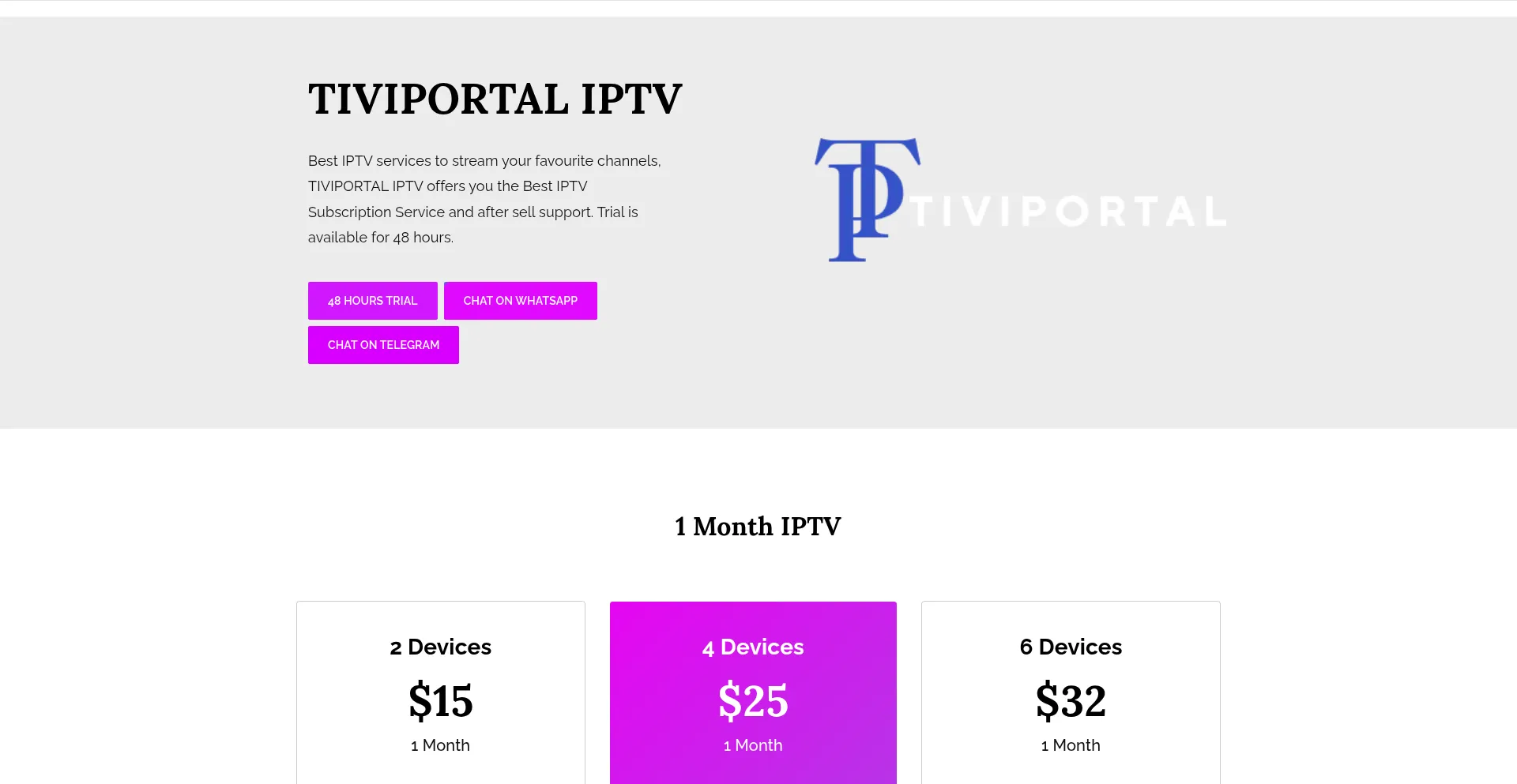Website screenshot of Tiviportal.net