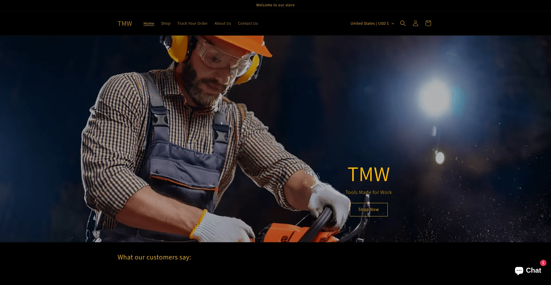 Website screenshot of Tmwstore.com