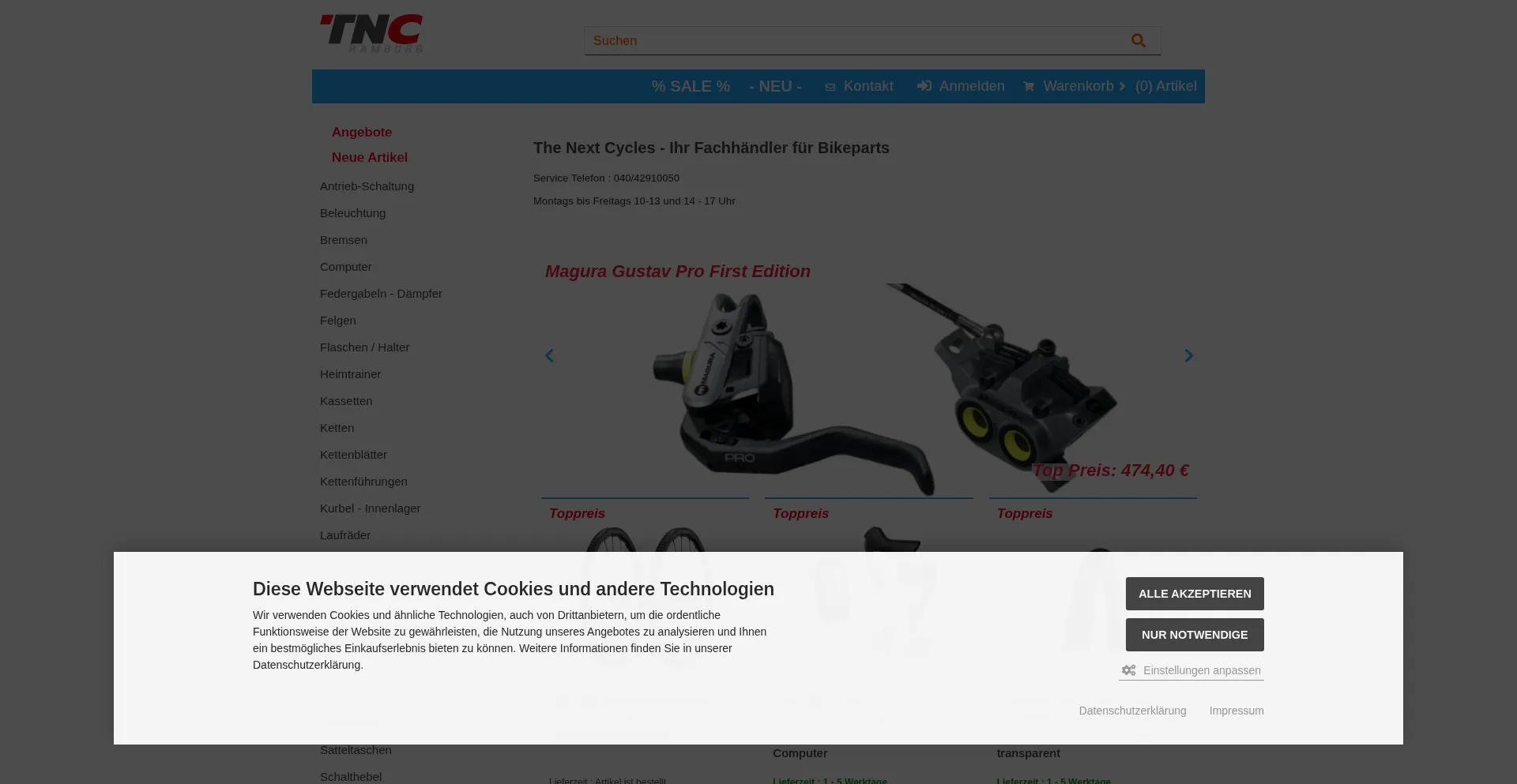 Website screenshot of Tnc-hamburg.com