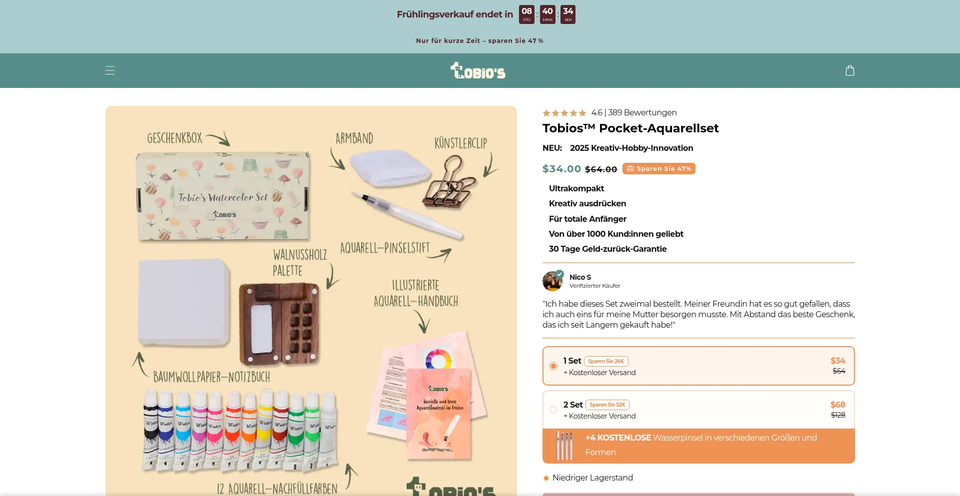 Website screenshot of Tobioshop.com