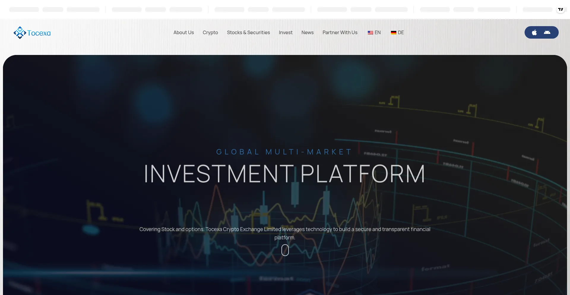Website screenshot of Tocexacrypto.com