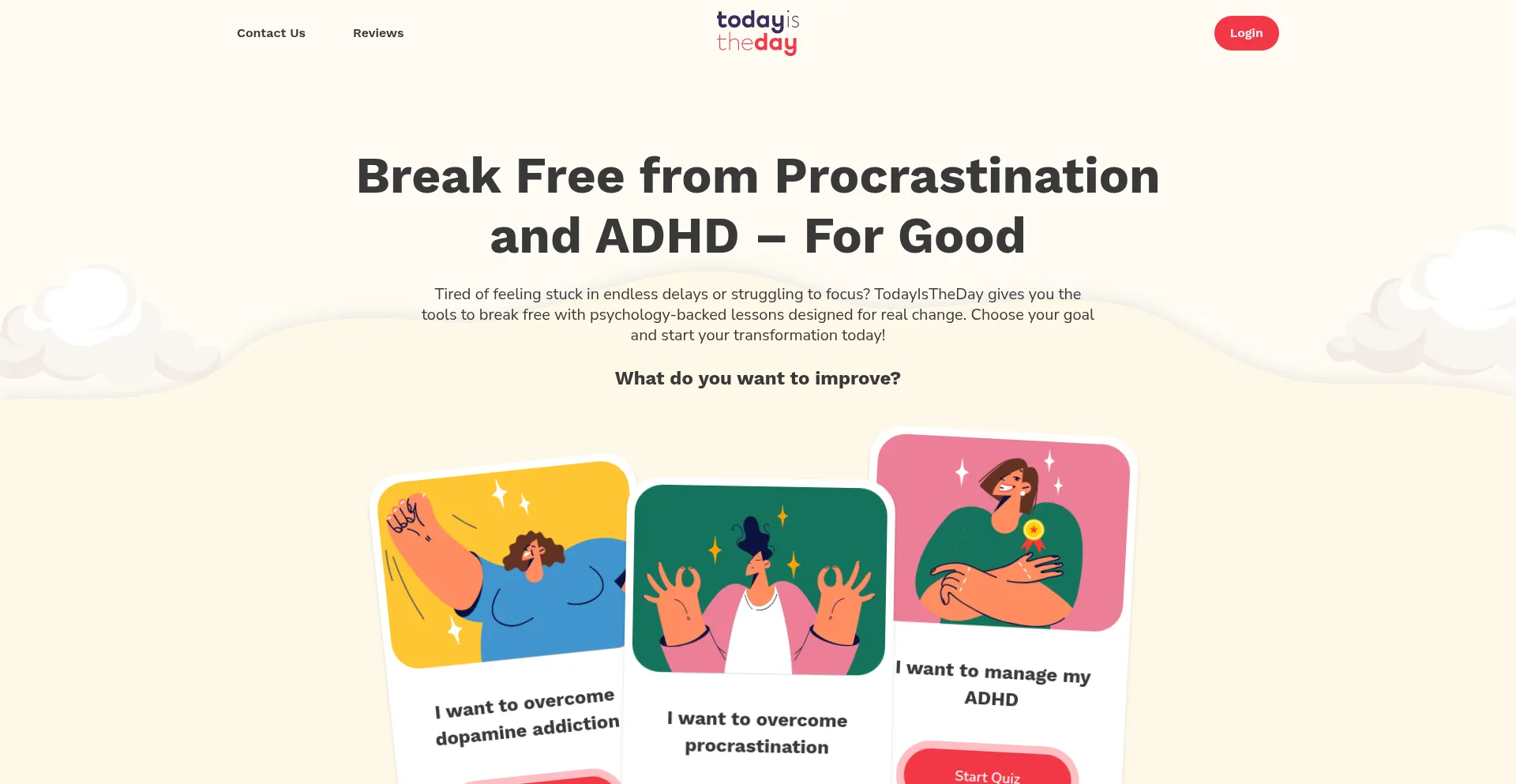 Website screenshot of Todayistheday.app
