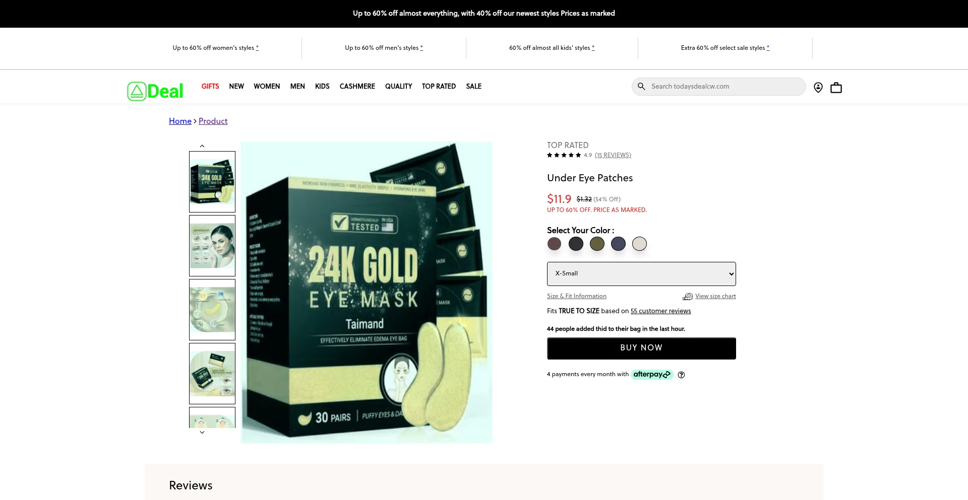 Website screenshot of Todaysdealcw.com