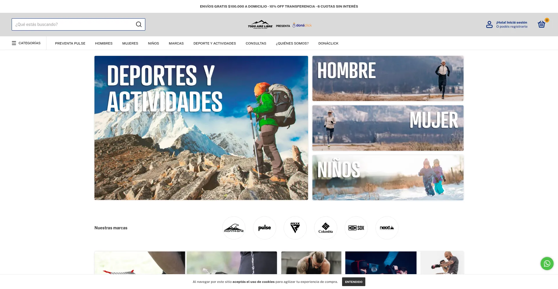Website screenshot of Todoairelibre.com.ar