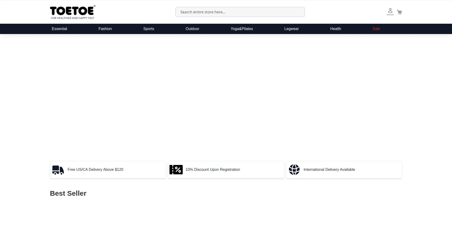 Website screenshot of Toetoesocks.com