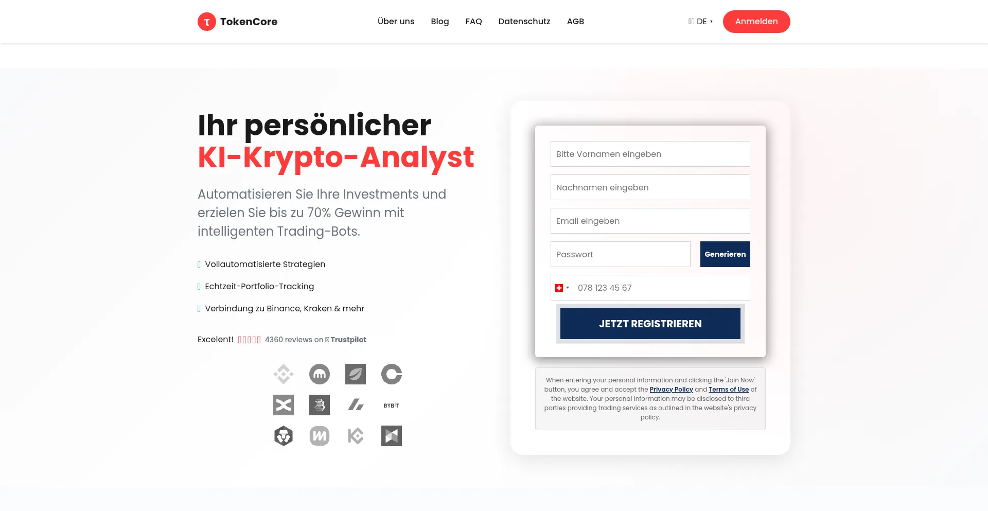 Website screenshot of Token-core.com