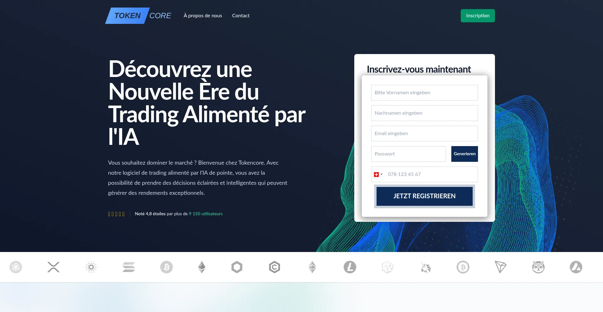 Website screenshot of Tokenkern.com