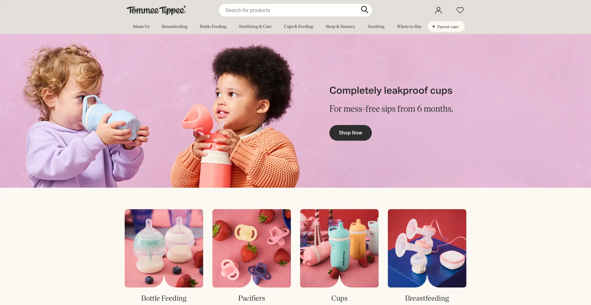 Website screenshot of Tommeetippee.com