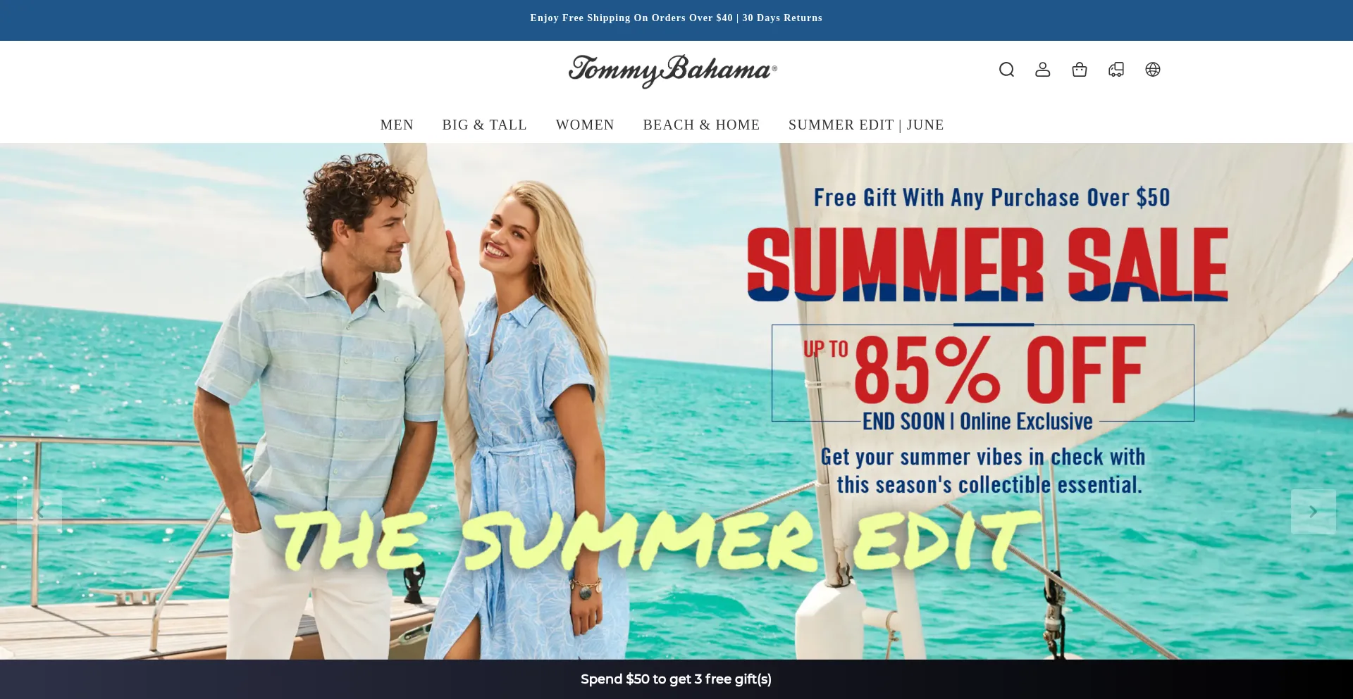 Website screenshot of Tommybahama-bestdeals.shop