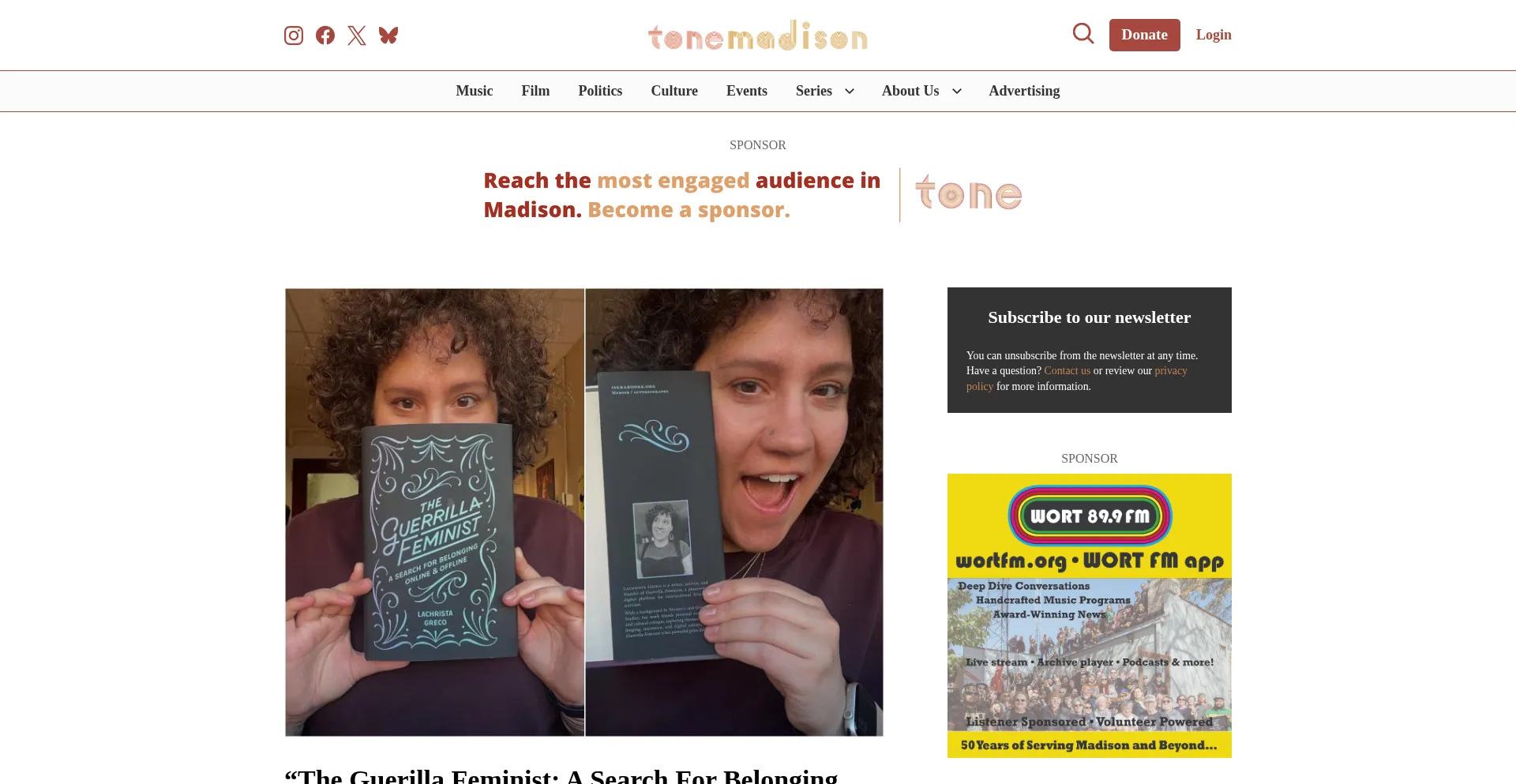 Website screenshot of Tonemadison.com