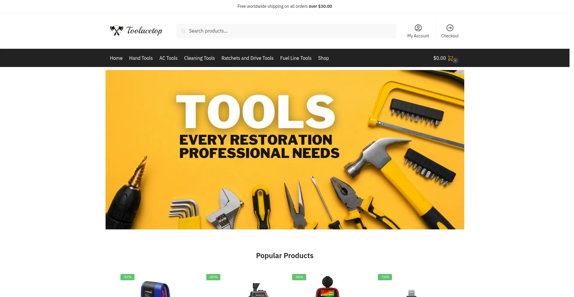 Website screenshot of Toolacetop.com