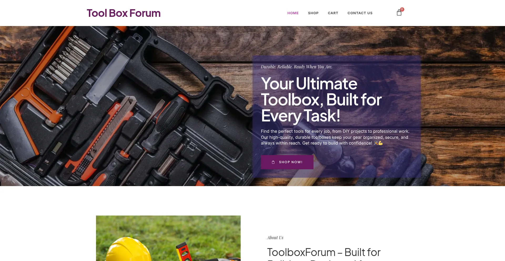Website screenshot of Toolboxforum.com
