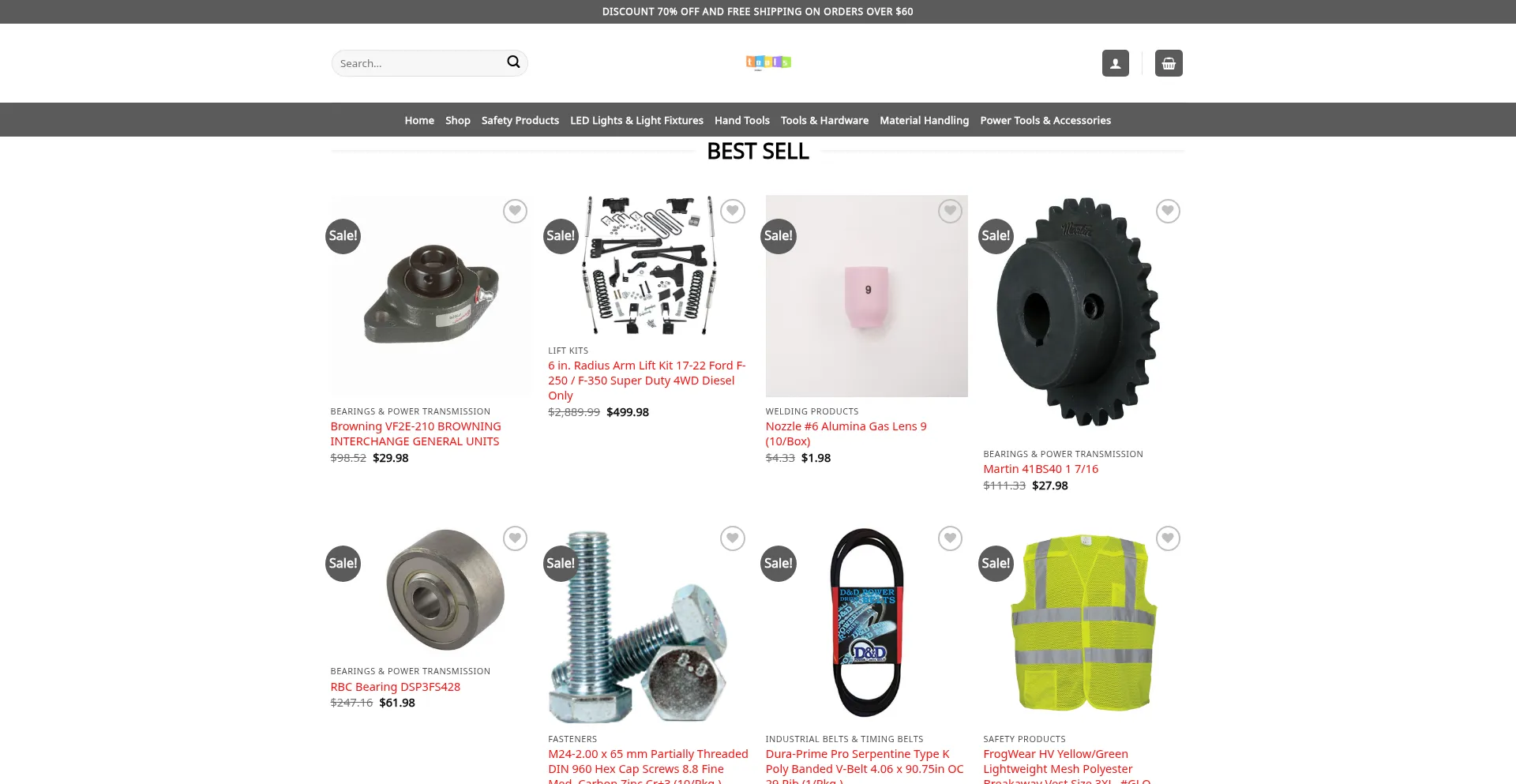 Website screenshot of Toolslistshop.com