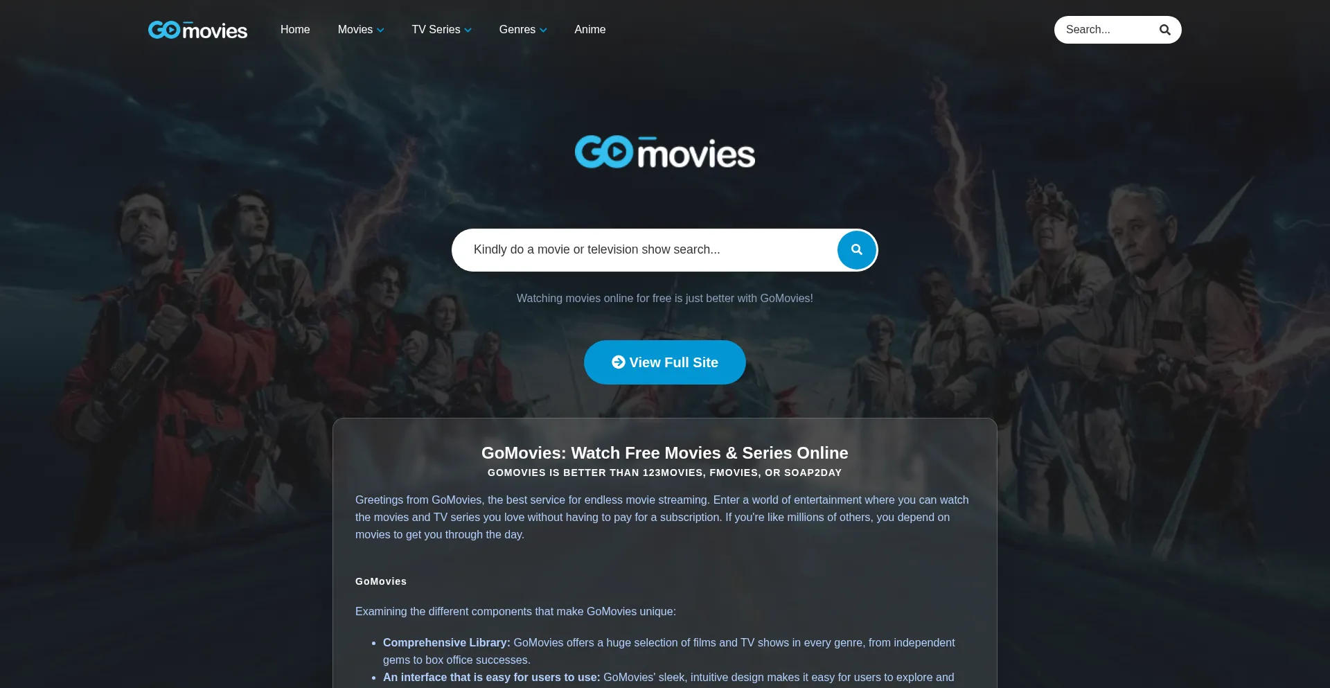 Website screenshot of Top10movie.net