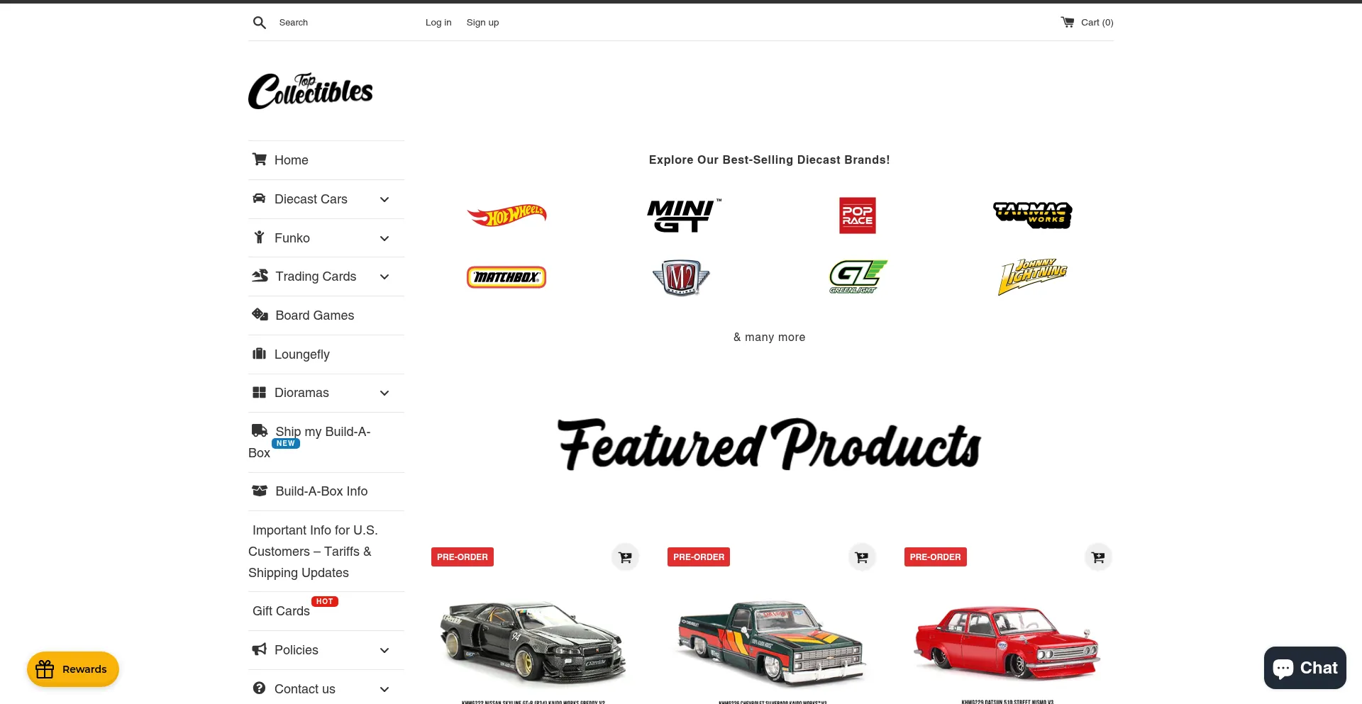 Website screenshot of Topcollectibles.com