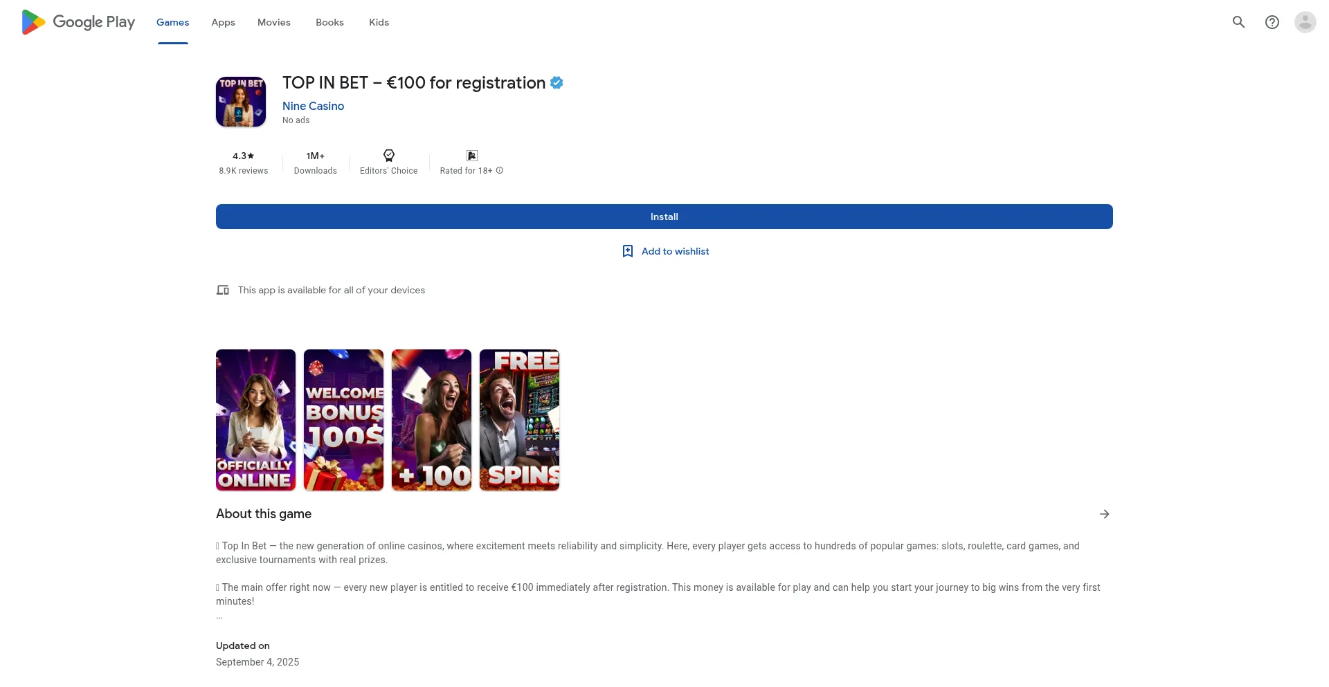 Website screenshot of Topinbett.com
