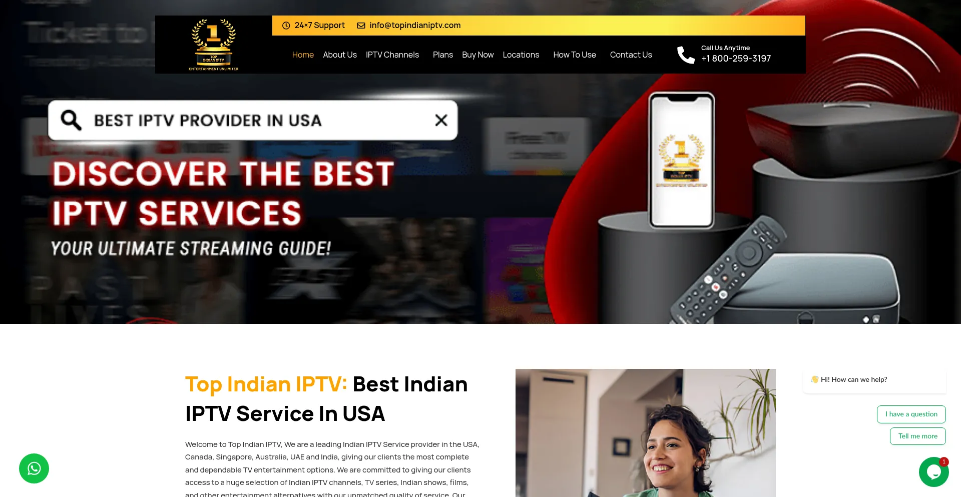 Website screenshot of Topindianiptv.com