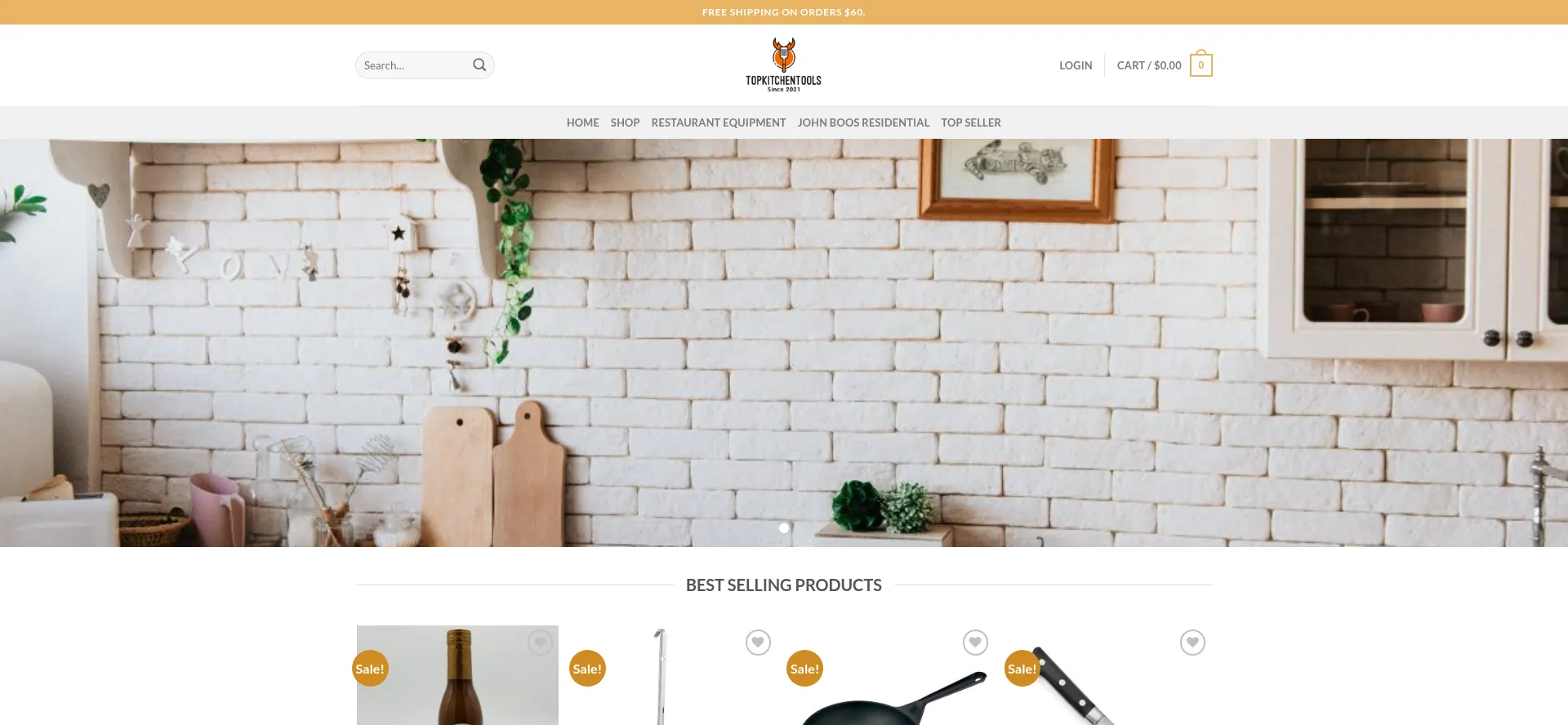 Website screenshot of Topkitchentools.com