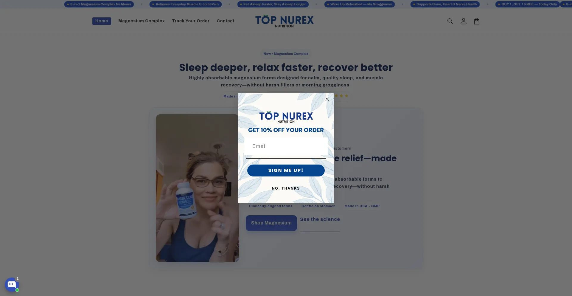Website screenshot of Topnurex.com