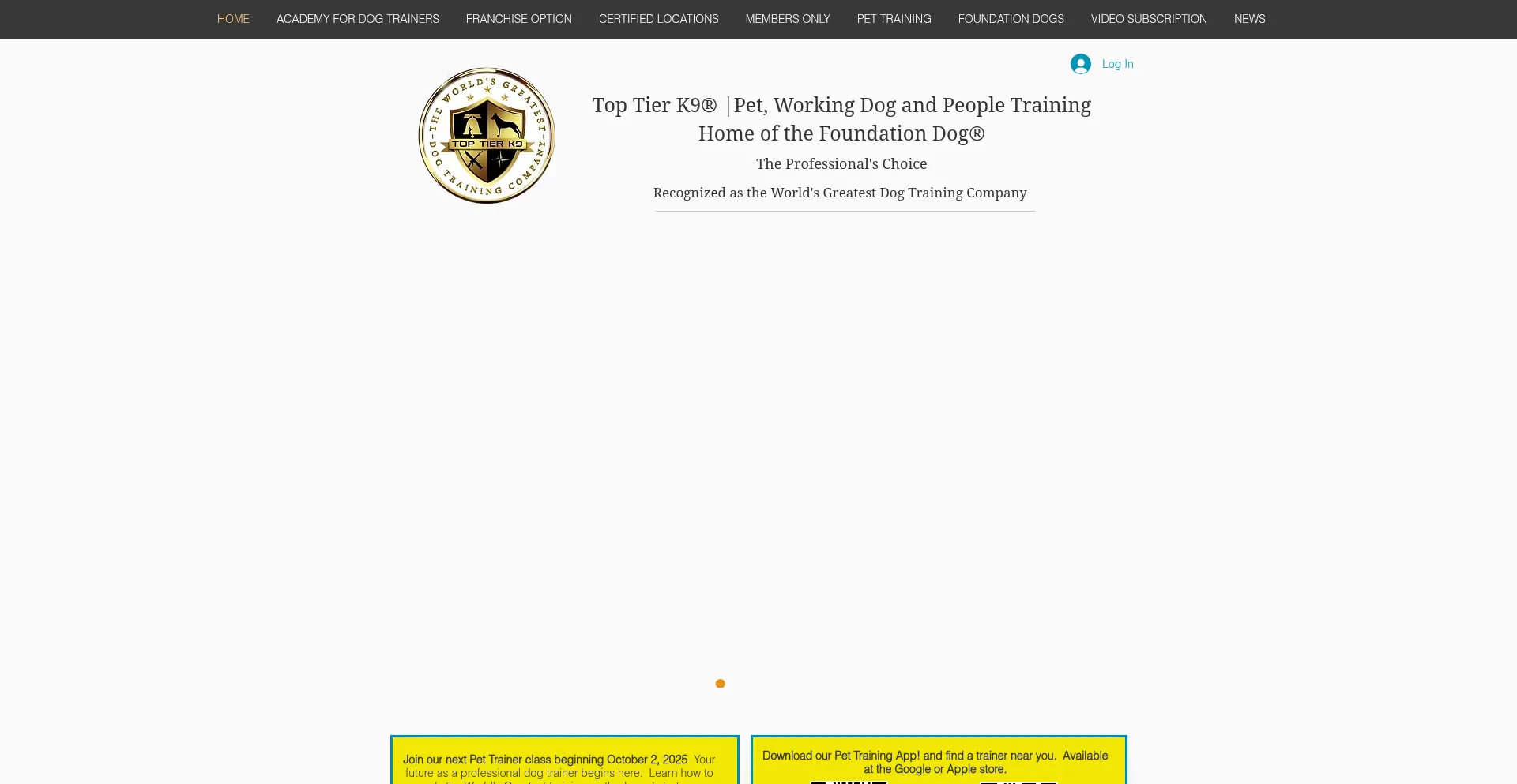 Website screenshot of Toptierk9.com