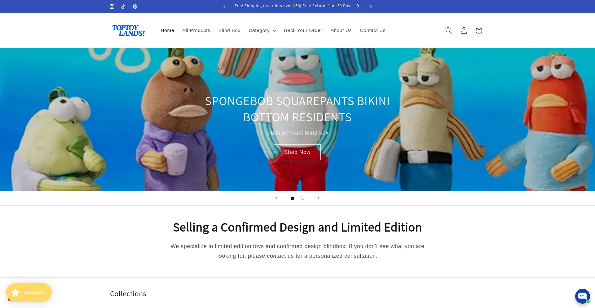 Website screenshot of Toptoylands.com