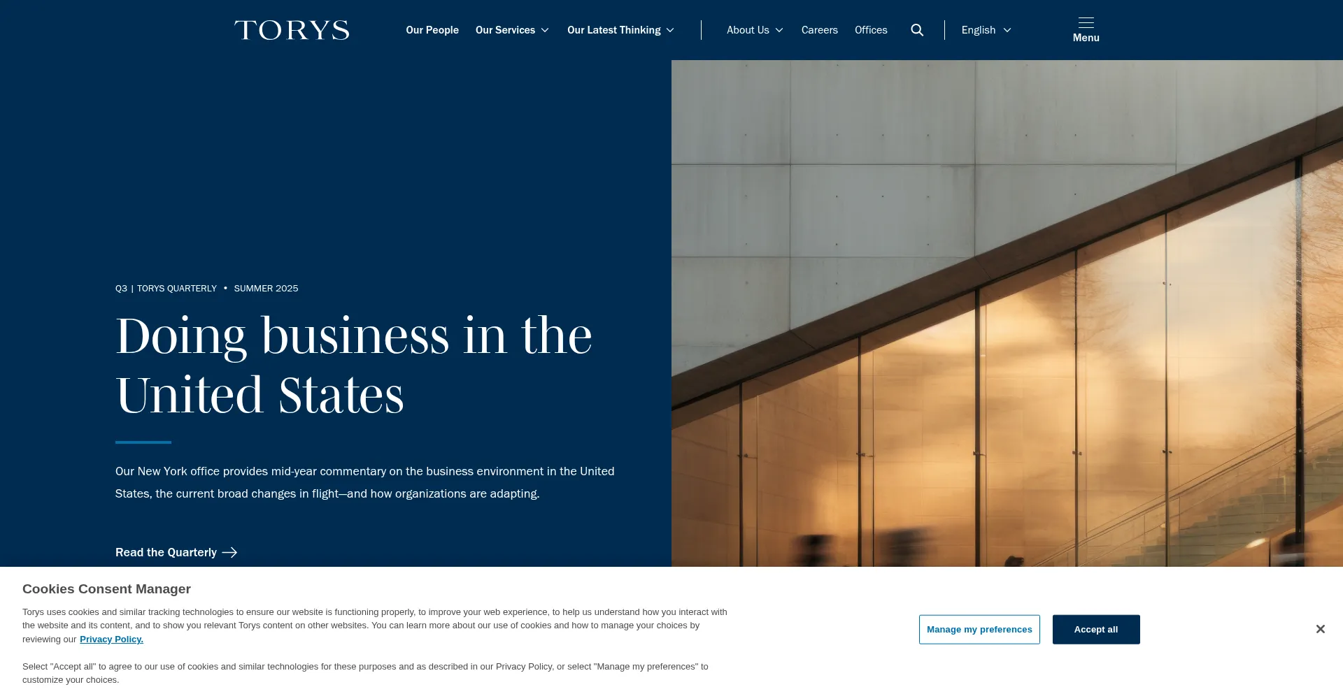 Website screenshot of Torys.com