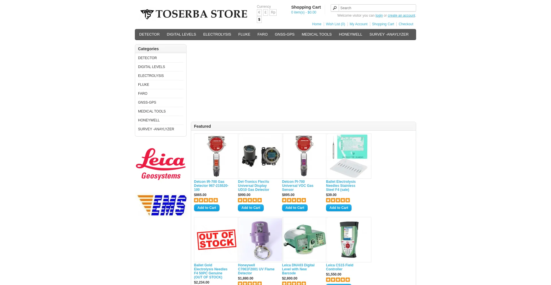 Website screenshot of Toserbamarket.com