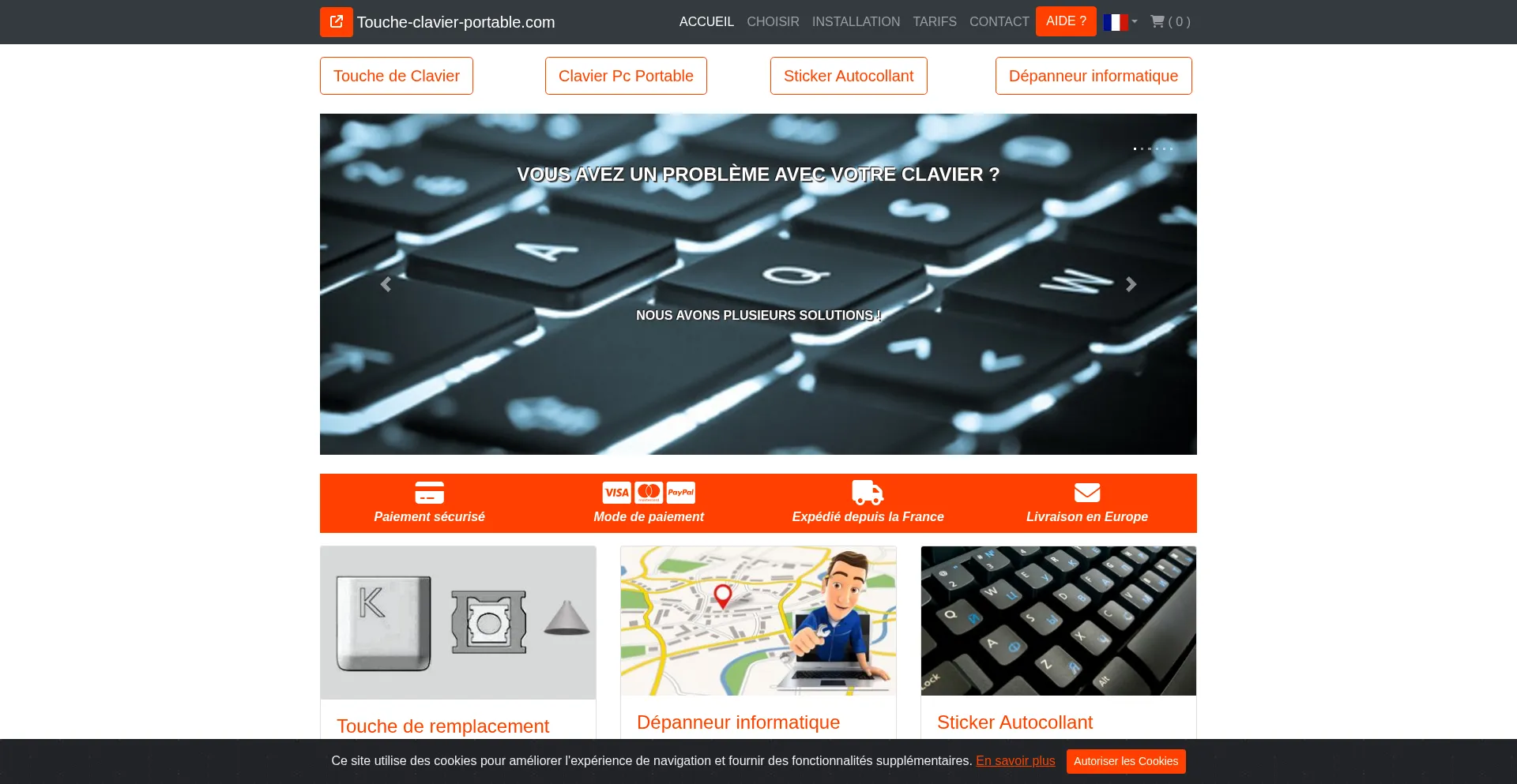 Website screenshot of Touche-clavier-portable.com
