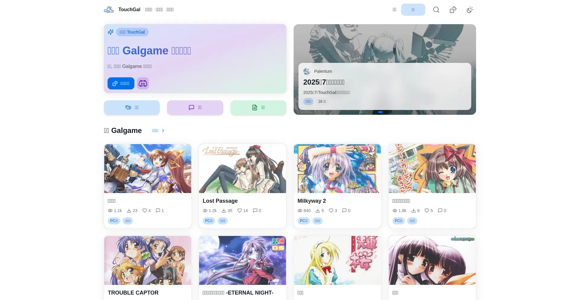 Website screenshot of Touchgal.us