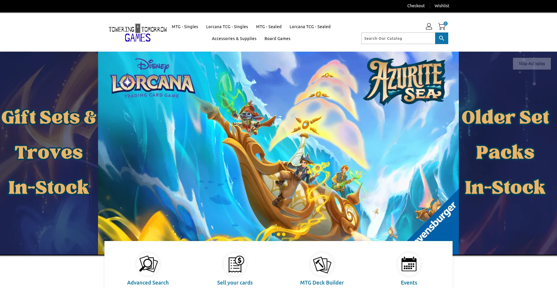 Website screenshot of Toweringtomorrowgames.com
