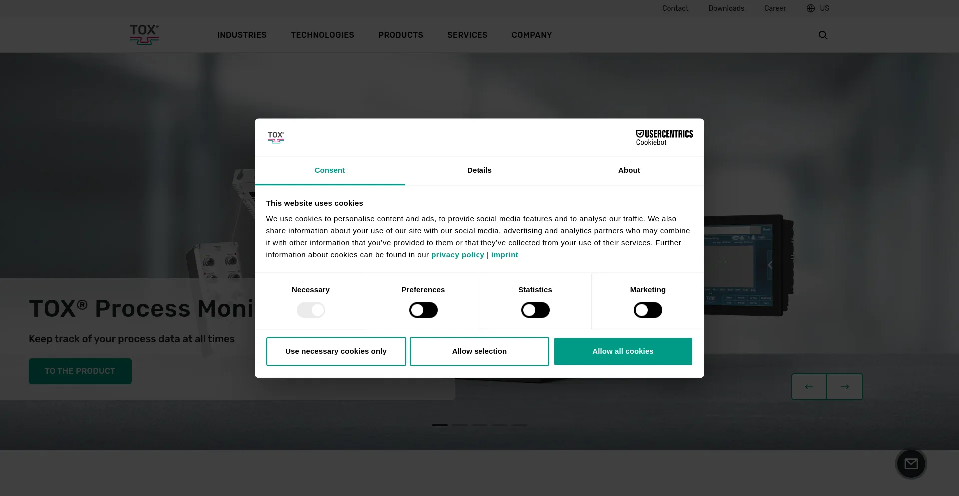 Website screenshot of Tox.com