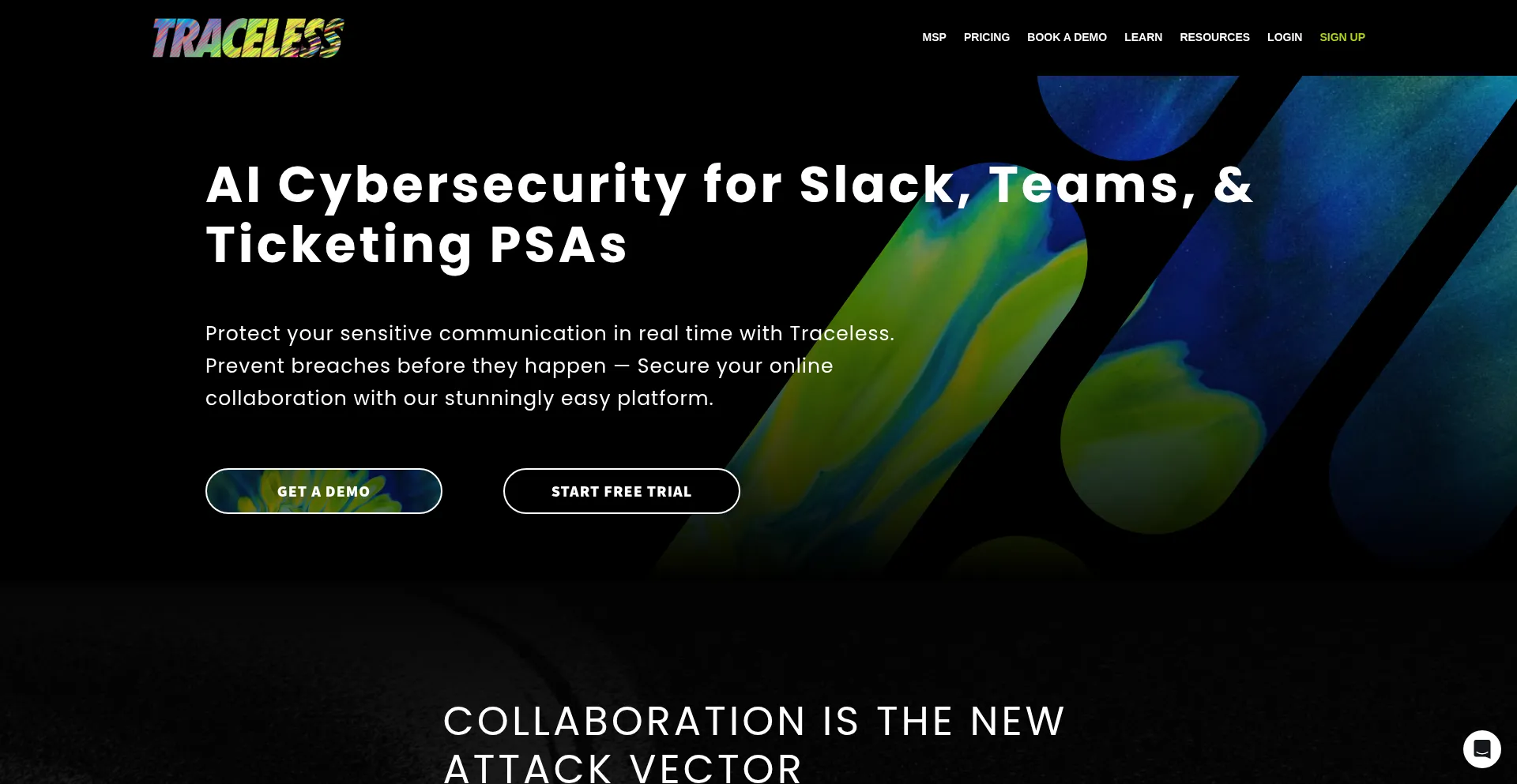 Website screenshot of Traceless.io