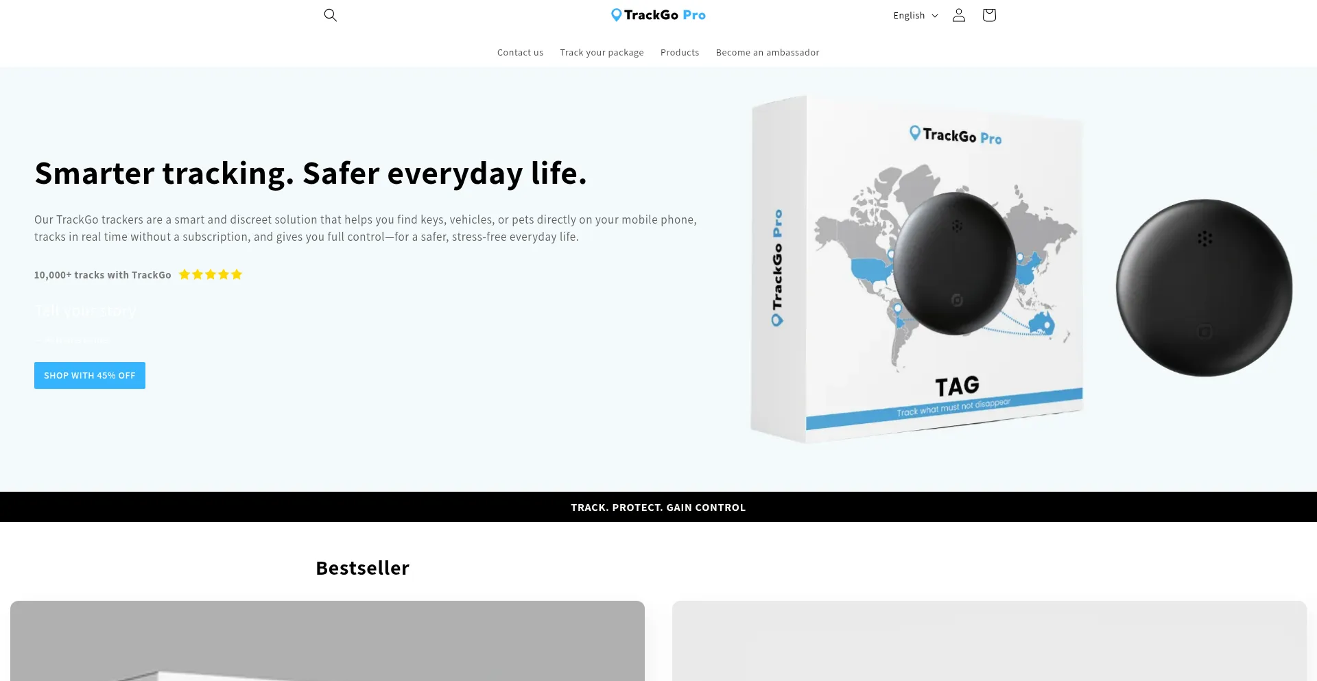 Website screenshot of Trackgopro.com