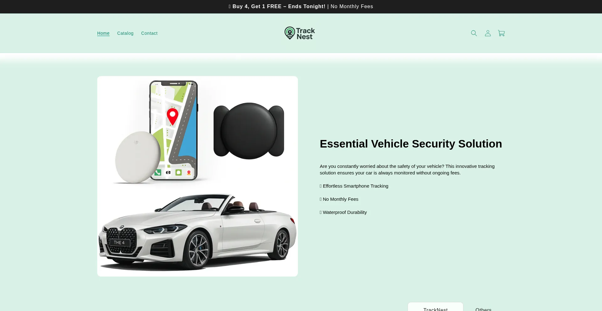 Website screenshot of Tracknest.shop