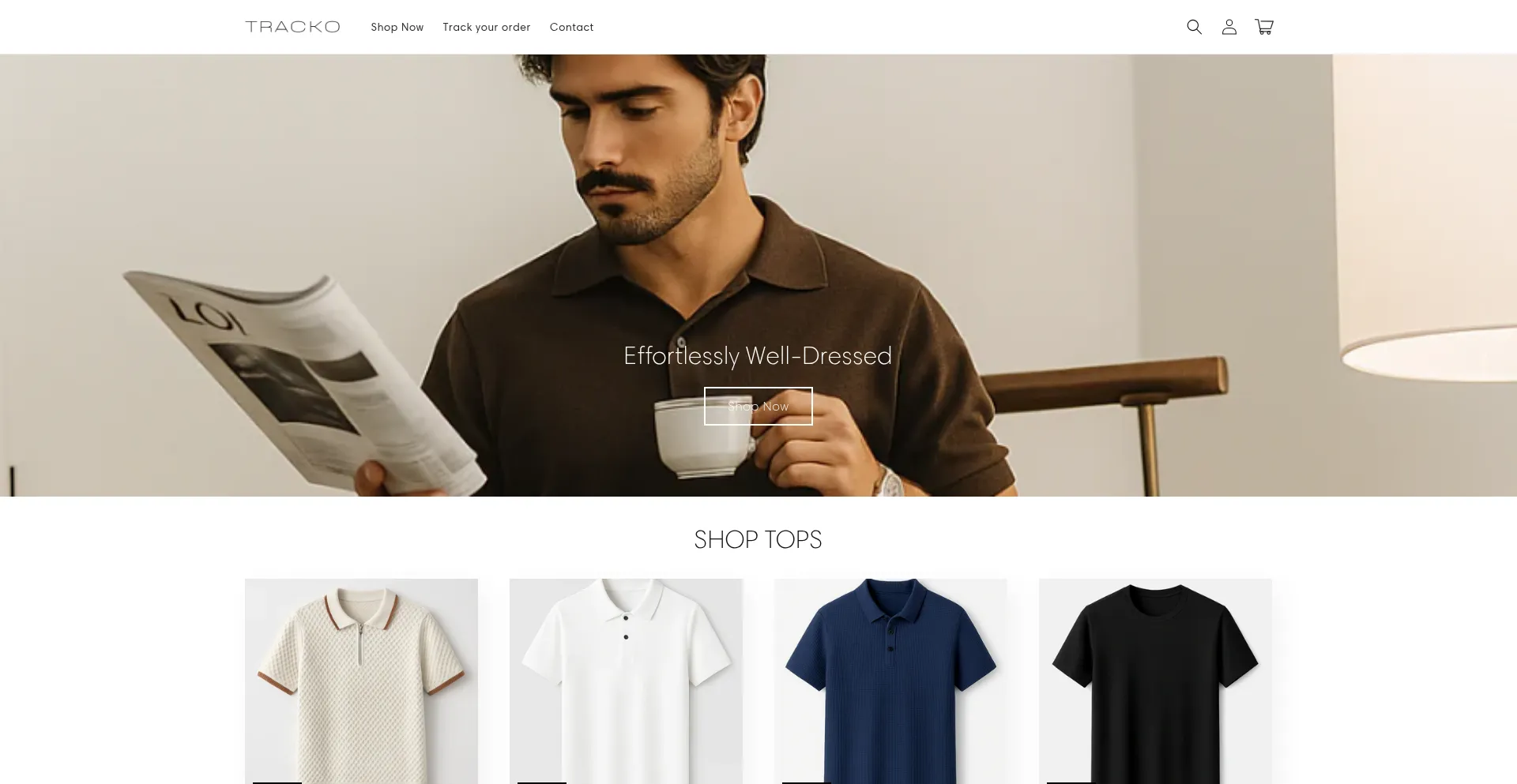 Website screenshot of Tracko.store