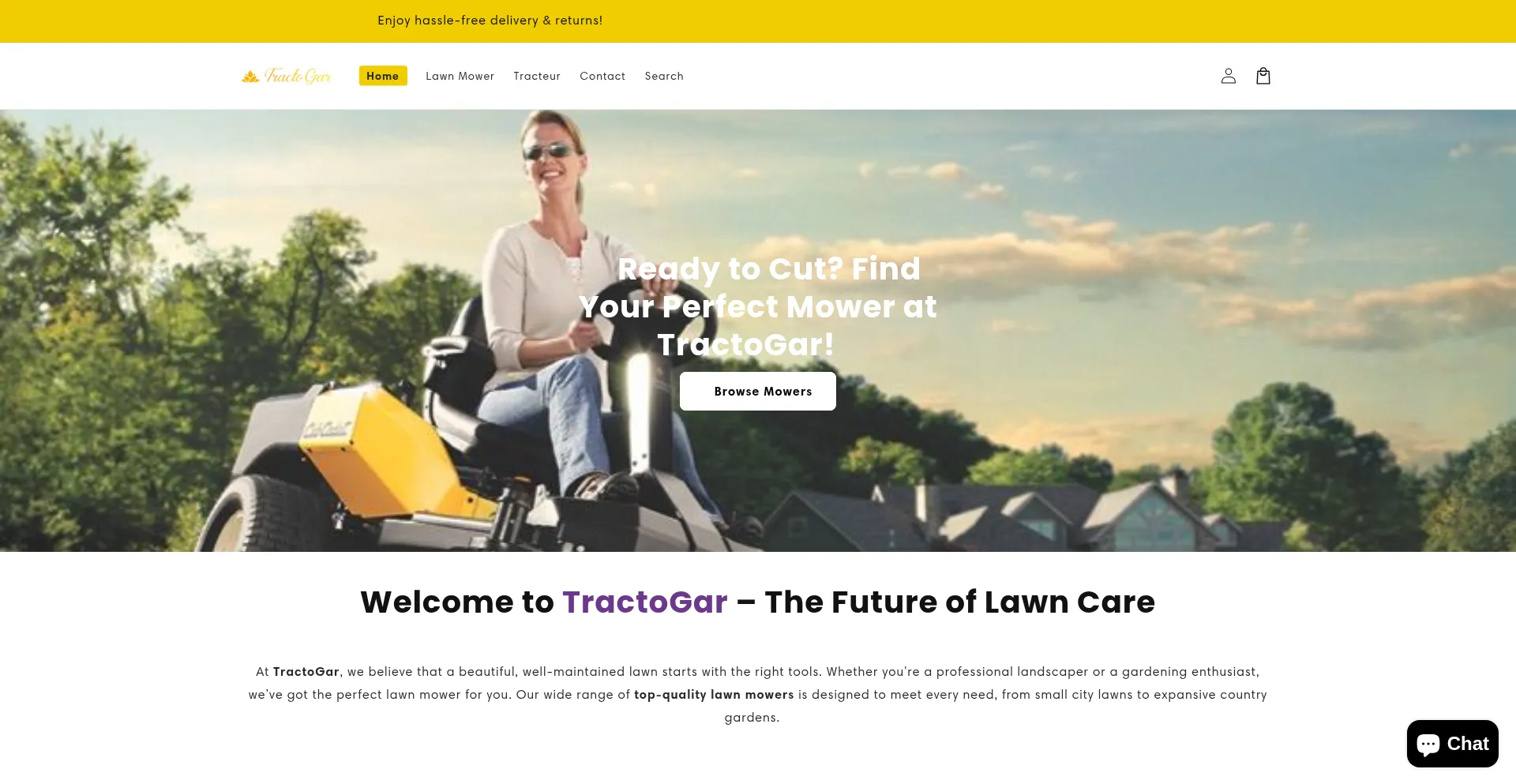 Website screenshot of Tractogar.myshopify.com