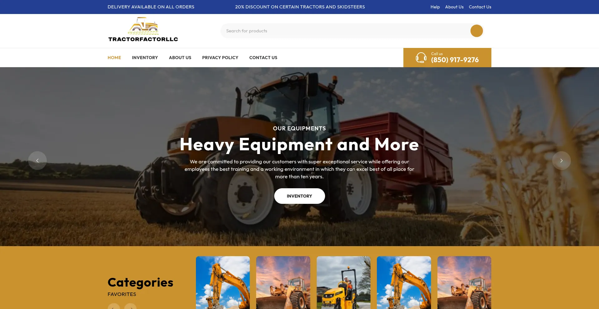 Website screenshot of Tractorfactorllc.com
