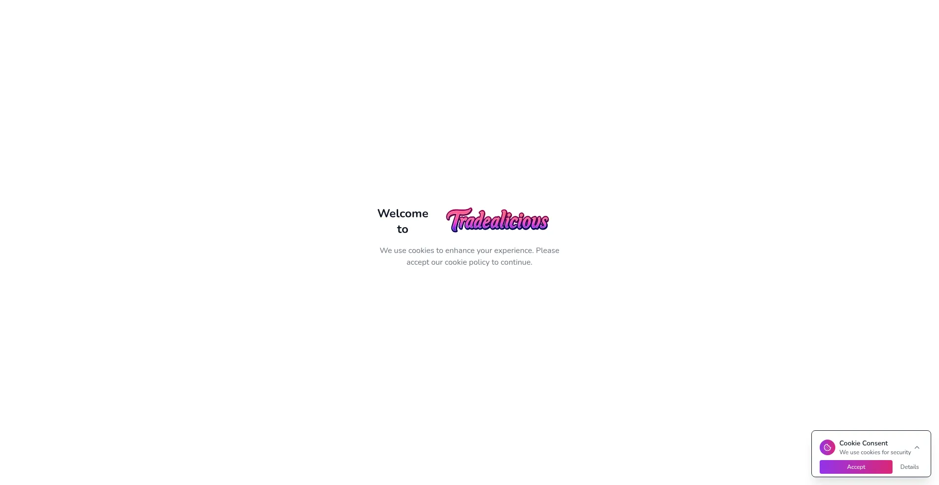 Website screenshot of Tradealicious.com