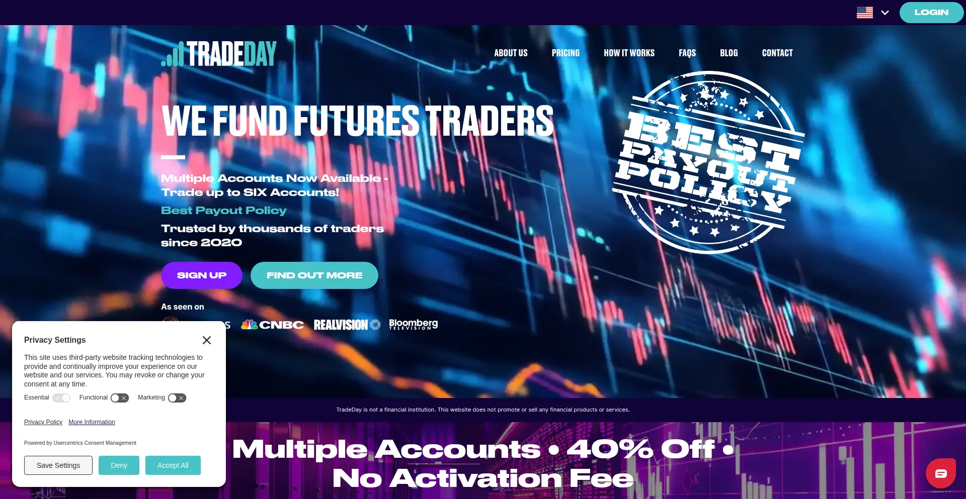 Website screenshot of Tradeday.com
