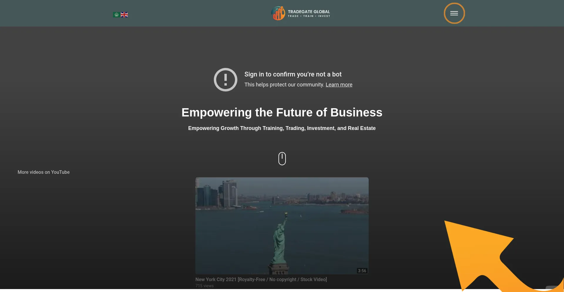 Website screenshot of Tradegateglobal.com