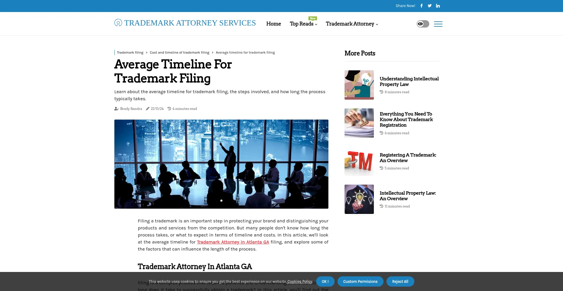 Website screenshot of Trademarkattorneynearmeusa.com