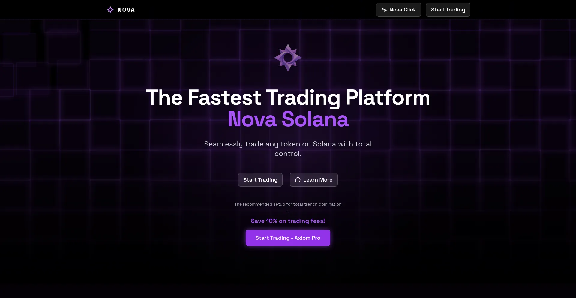 Website screenshot of Tradeonnova.net
