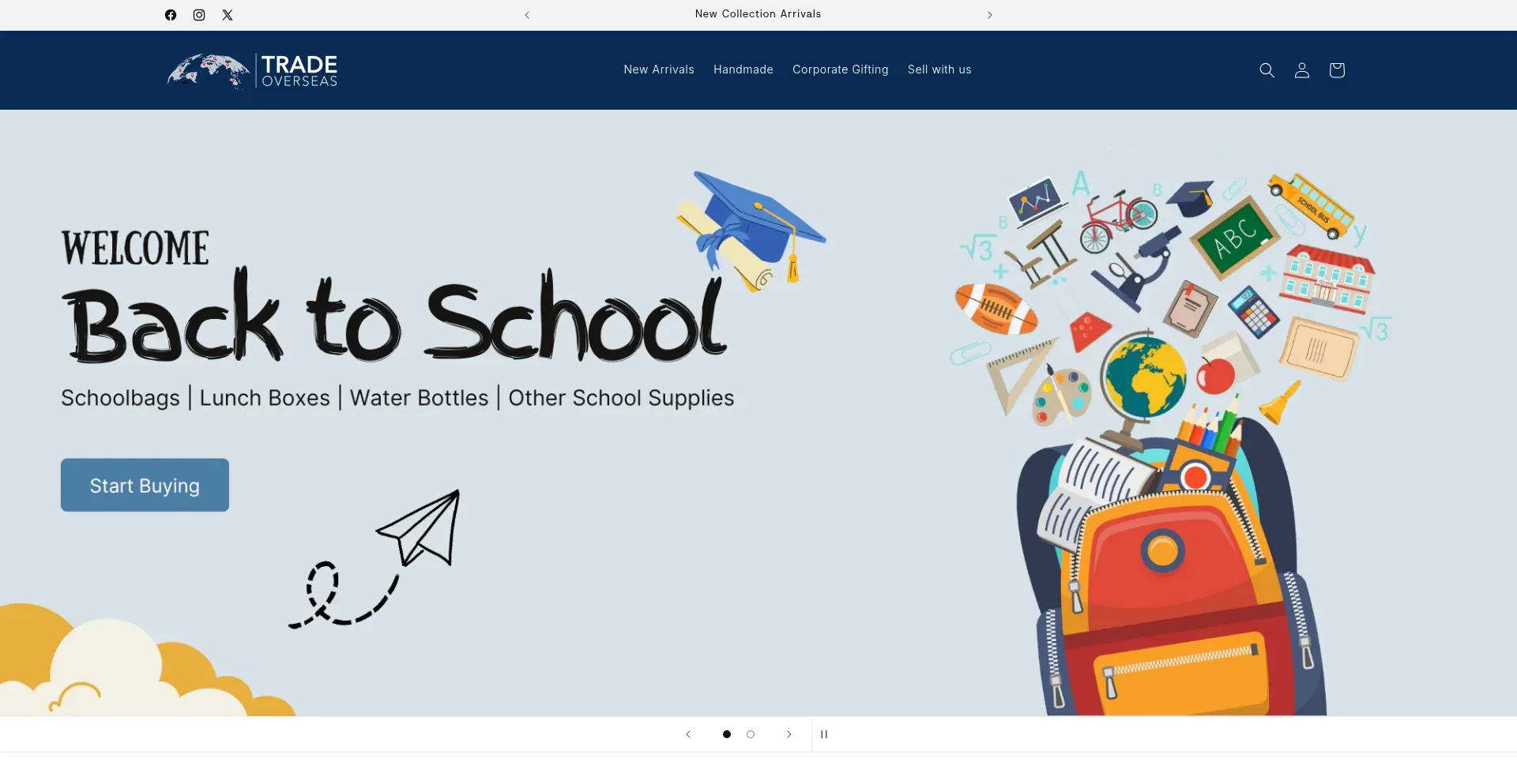 Website screenshot of Tradeoverseas.ca