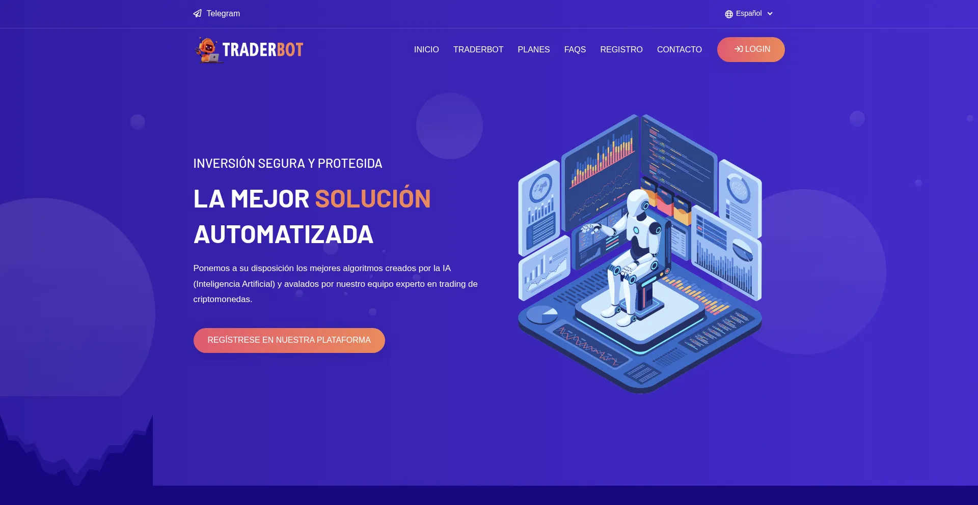 Website screenshot of Traderbot.pro