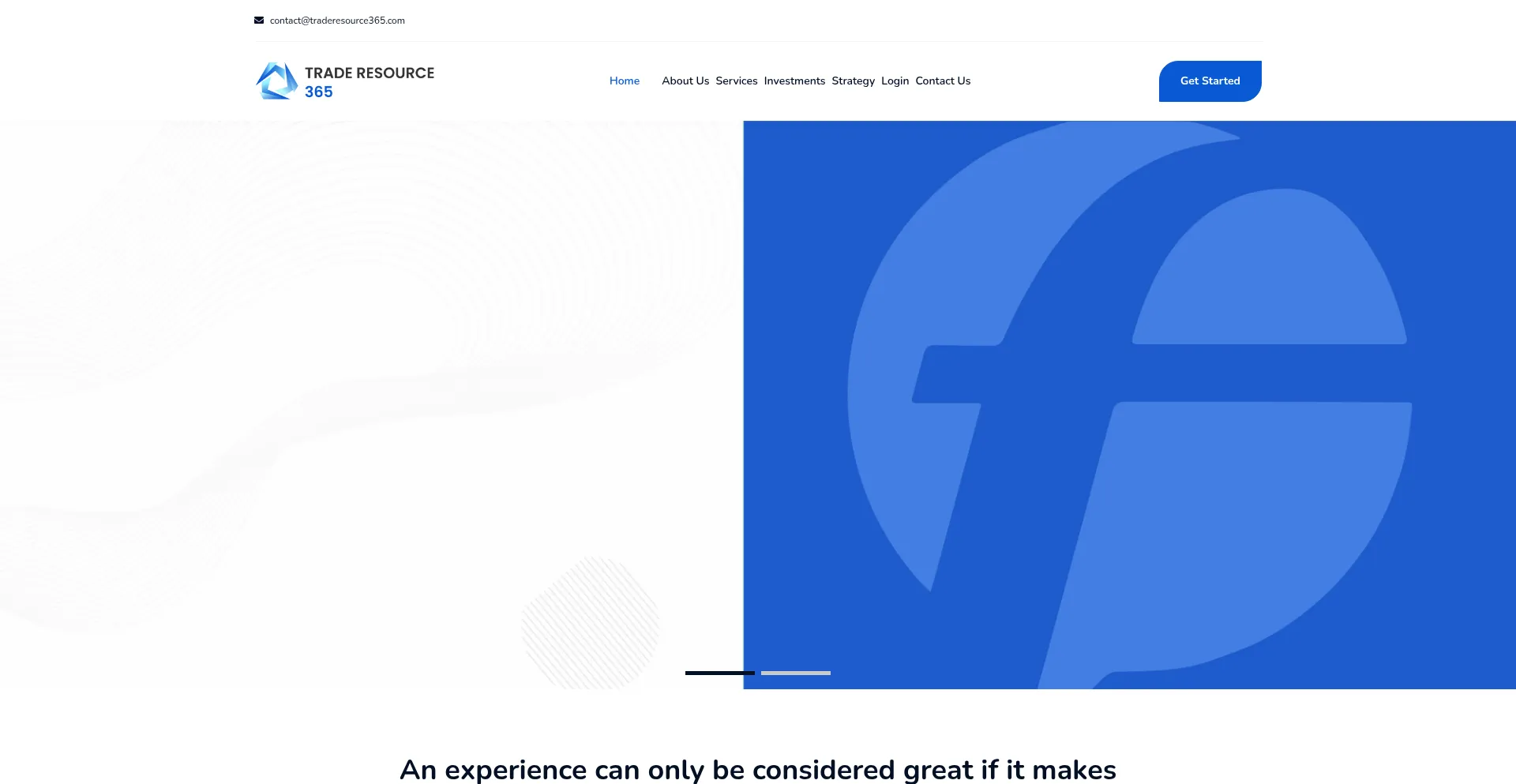 Website screenshot of Traderesource365.com
