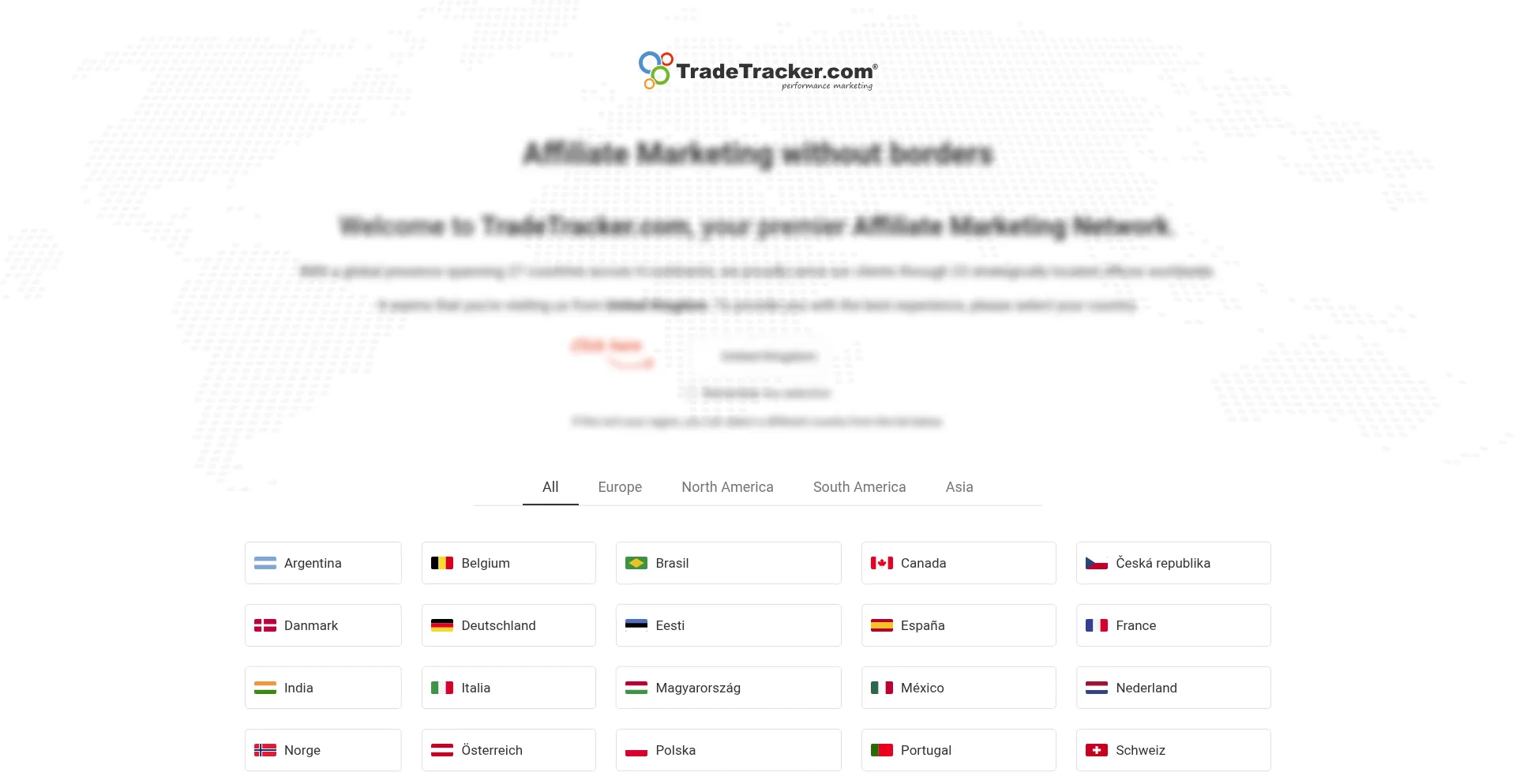 Website screenshot of Tradetracker.com
