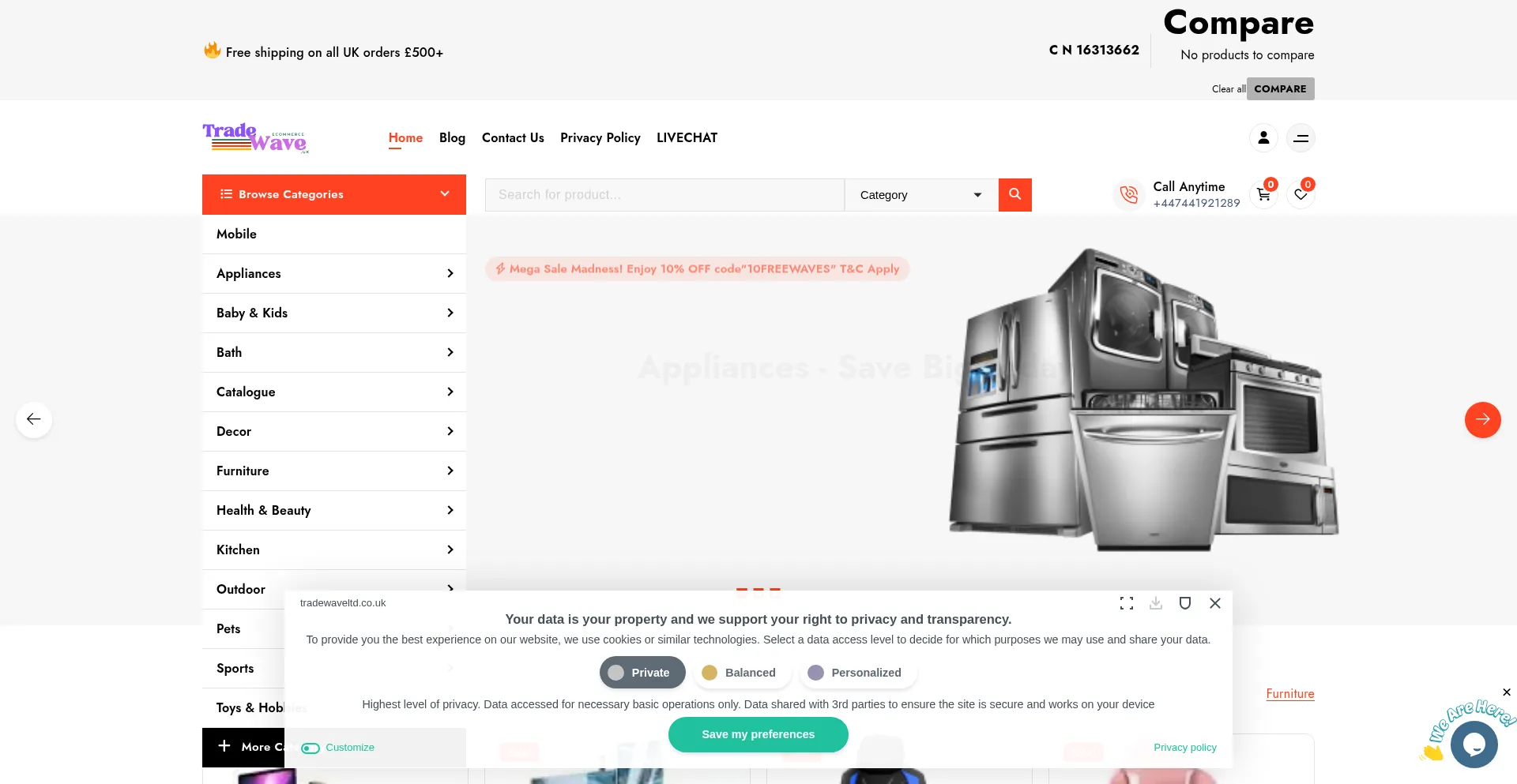 Website screenshot of Tradewaveltd.co.uk